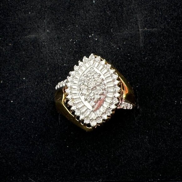 Marquise Cut 1/2 Carat Diamond Ring - Gold Overlaying Sterling Silver Size 8 - Picture 16 of 16